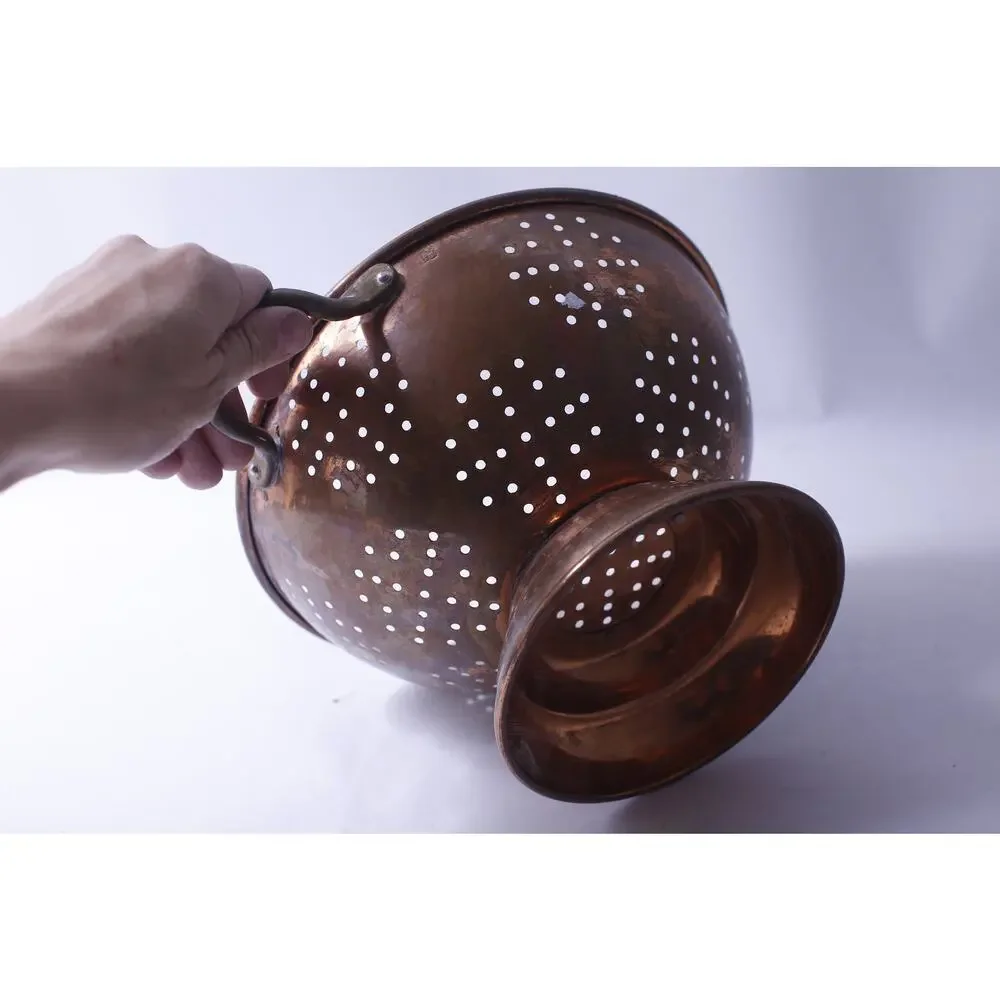 Vintage Copper Plated Colander, Cooking, Metalware, Rustic, Retro, Kitchen